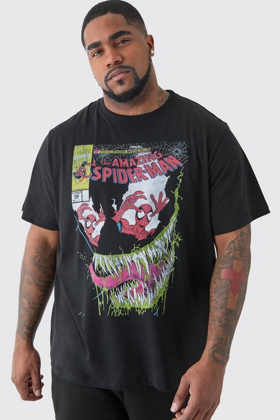 Plus schwarzes Spider Man T-Shirt