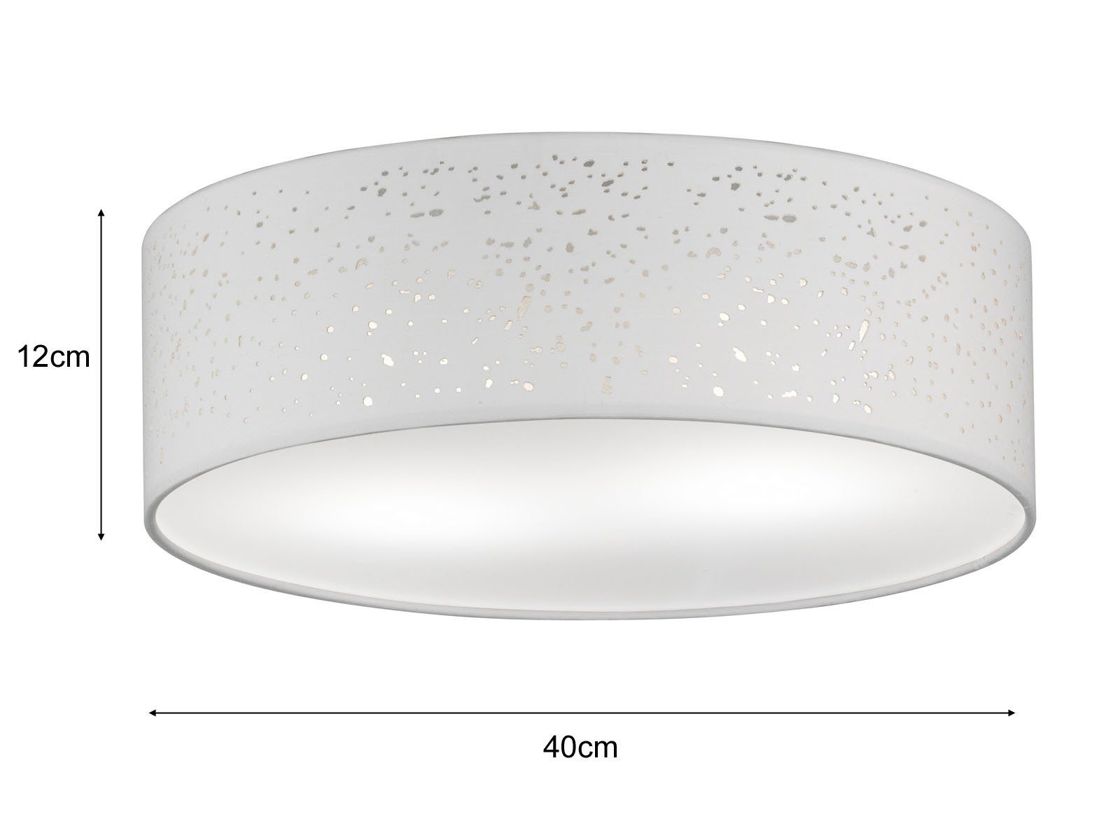 meineWunschleuchte LED Deckenleuchte, Dimmfunktion, LED wechselbar, Warmweiß, Designklassiker Stoff-Lampe Decke mit Lampenschirm Weiß flach Ø 40cm