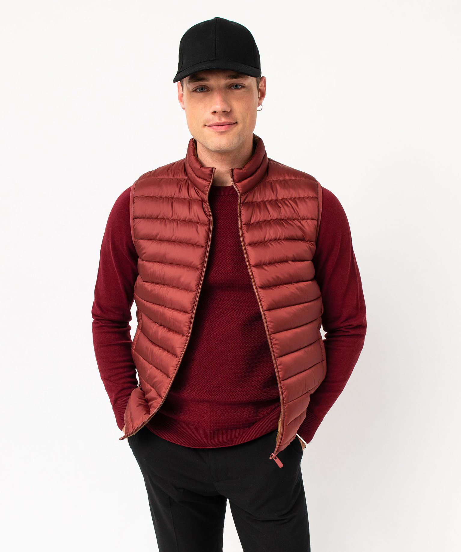 Blouson homme matelassé sans manches orange | GEMO