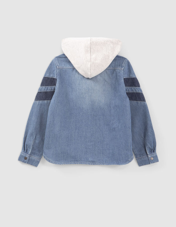 Chemise en jean bleu bio capuche amovible garçon