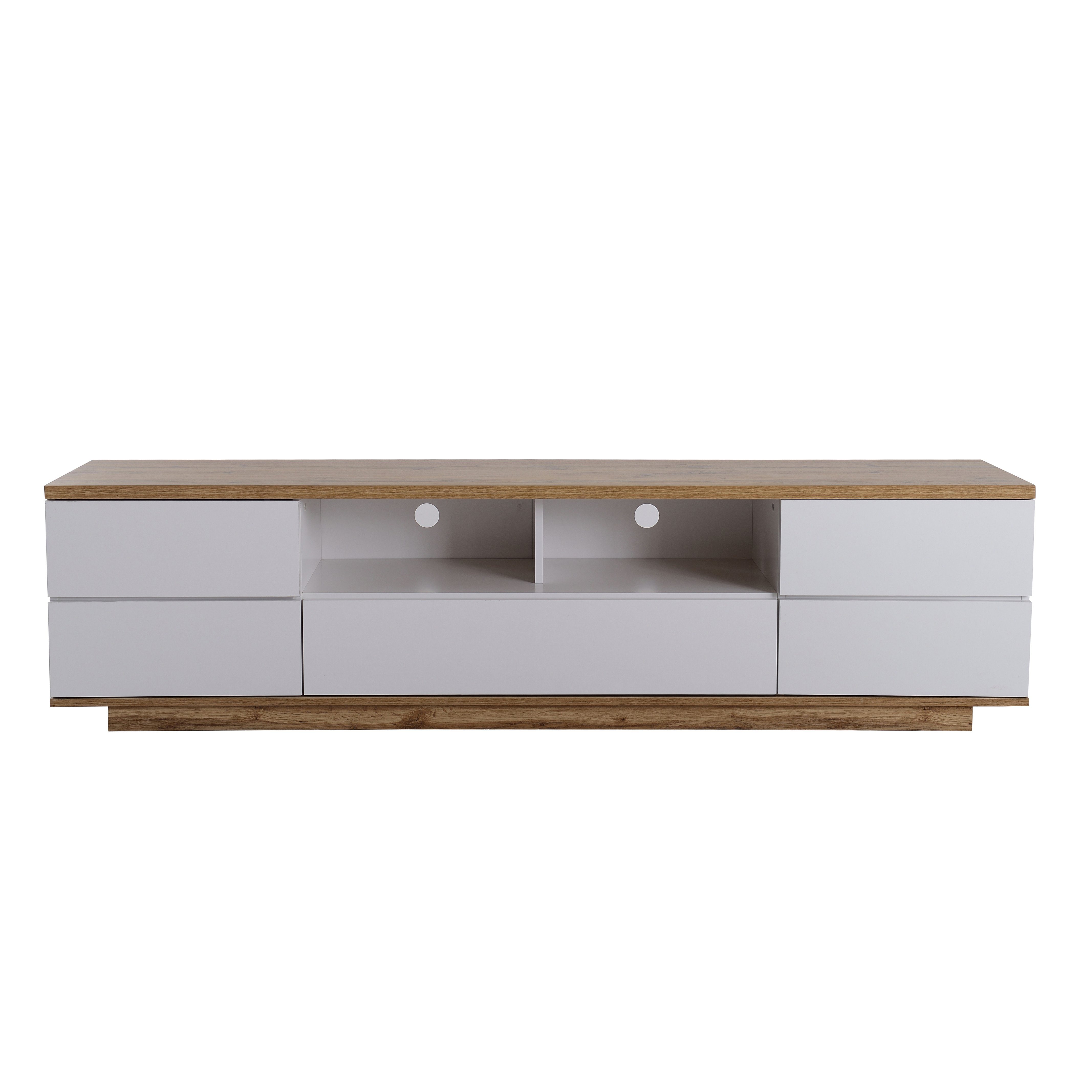 Merax Lowboard mit 5 Türen, Wildeiche TV Schrank, Fernsehtisch TV Board, Vintage Industrial, Breite 180cm