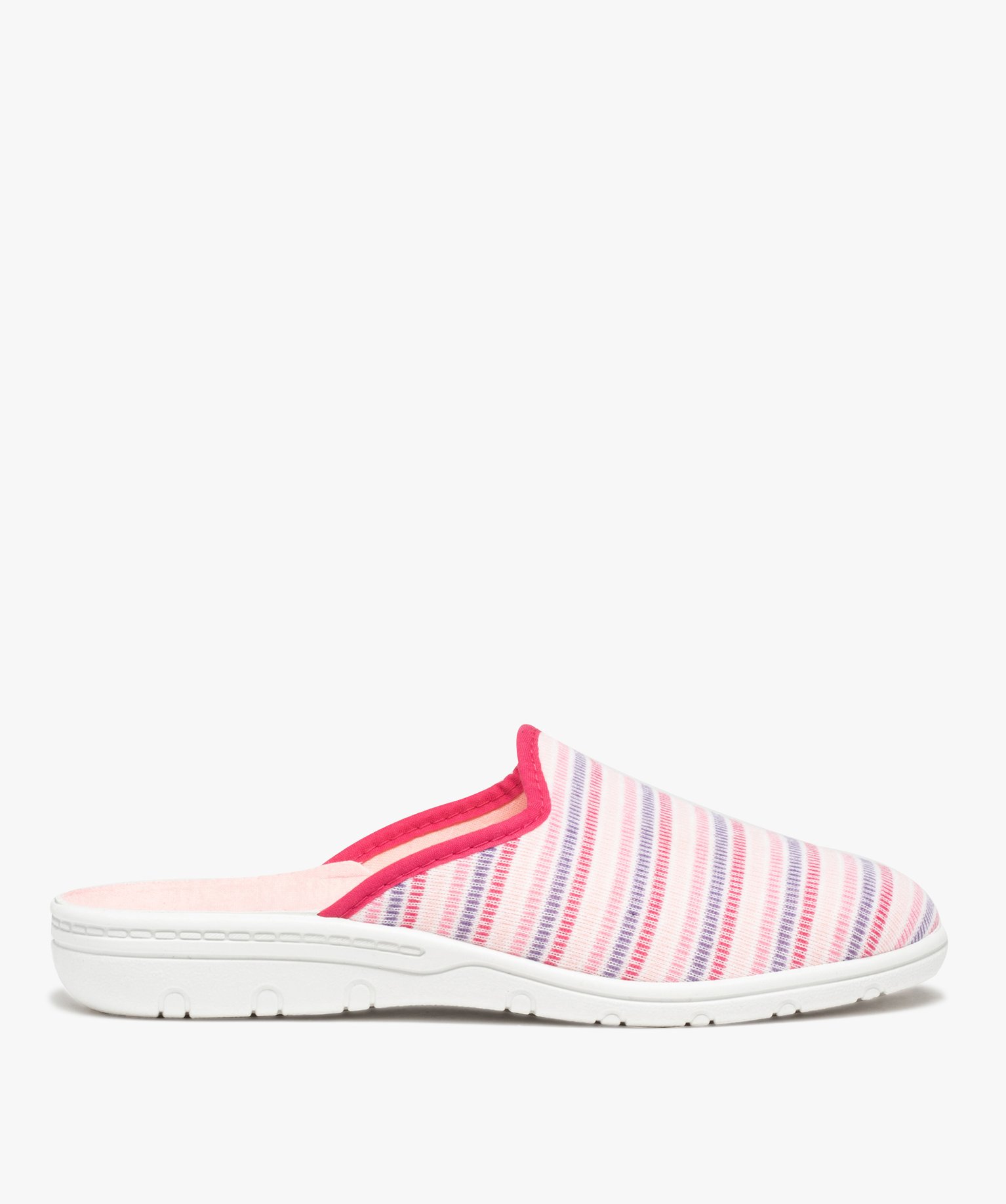 Chaussons femme mules en jersey rayé divers | GEMO