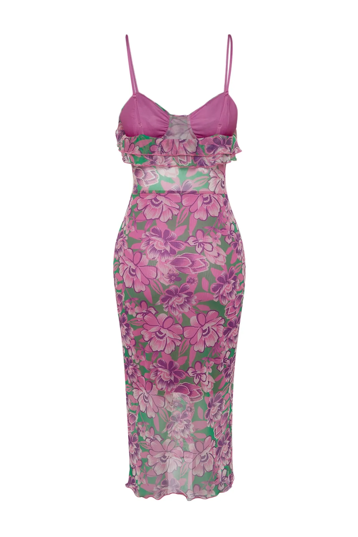 Trendyol Collection  Mehrfarbig-grünes Tüll-Abendkleid TPRSS23EL00500