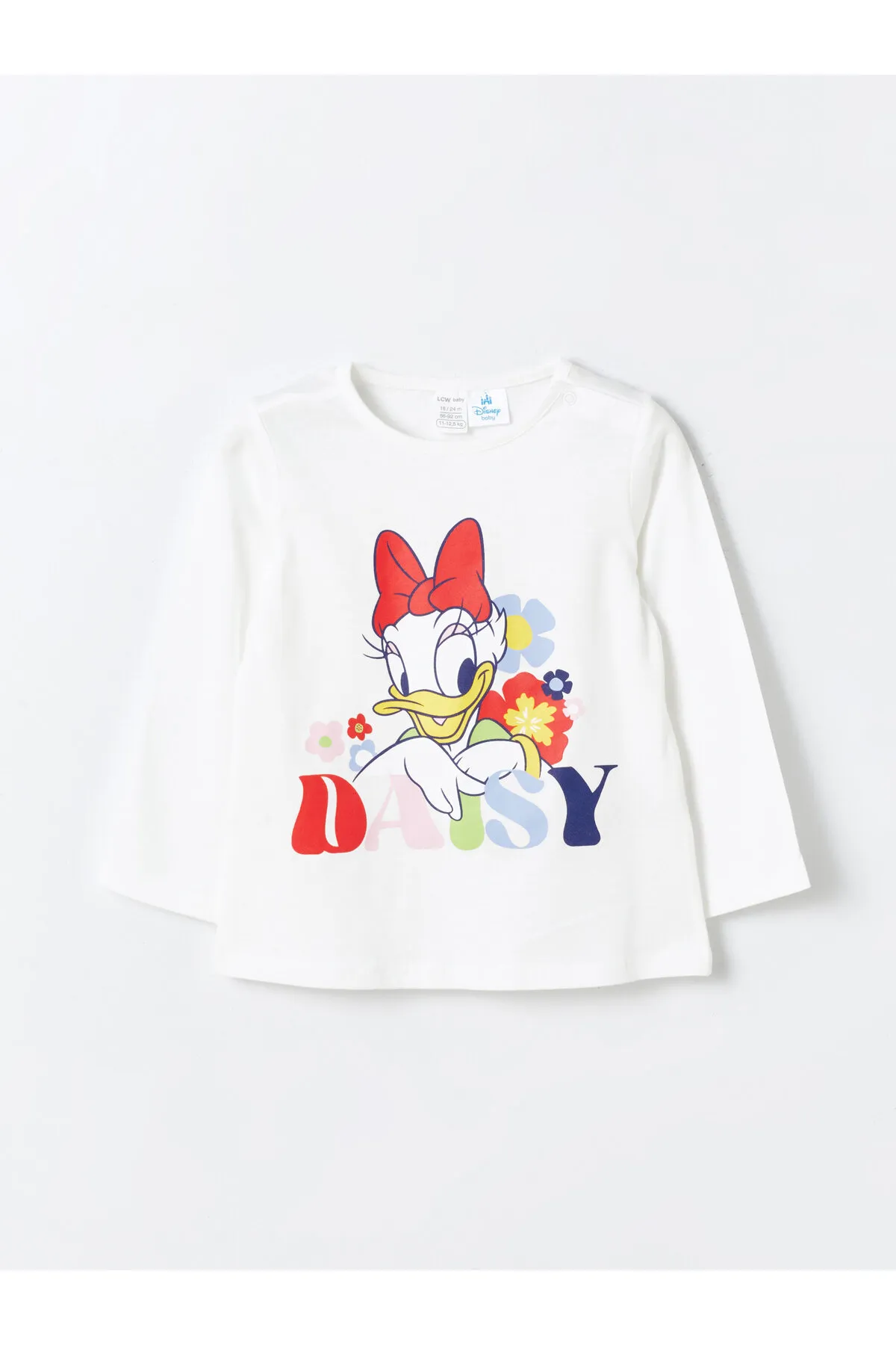 LC Waikiki  Langarm-Pyjama-Set für Babys mit Rundhalsausschnitt und Gänseblümchen-Enten-Aufdruck