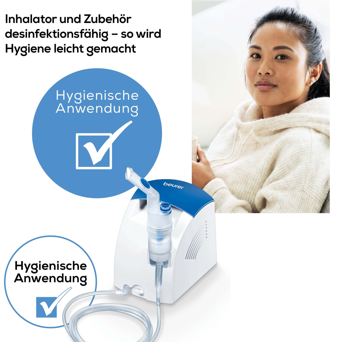 Beurer Inhalator IH 26-Inhalator mit Kompressor-Drucklufttechnologie & hohe Verneblung inkl. Nasendusche