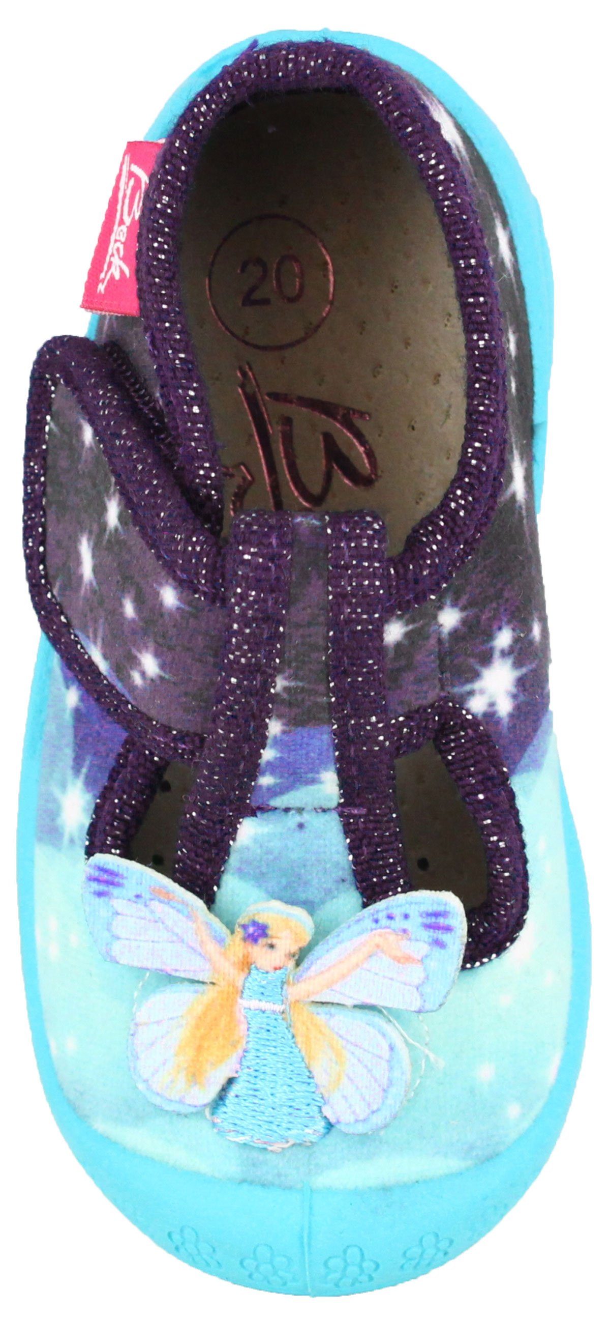 Beck Kleinkind Hausschuh Magic World Hausschuh (Leder-Decksohle, atmungsaktive Materialien) rutschfeste flexible Laufsohle, verstellbarer Klettverschluss