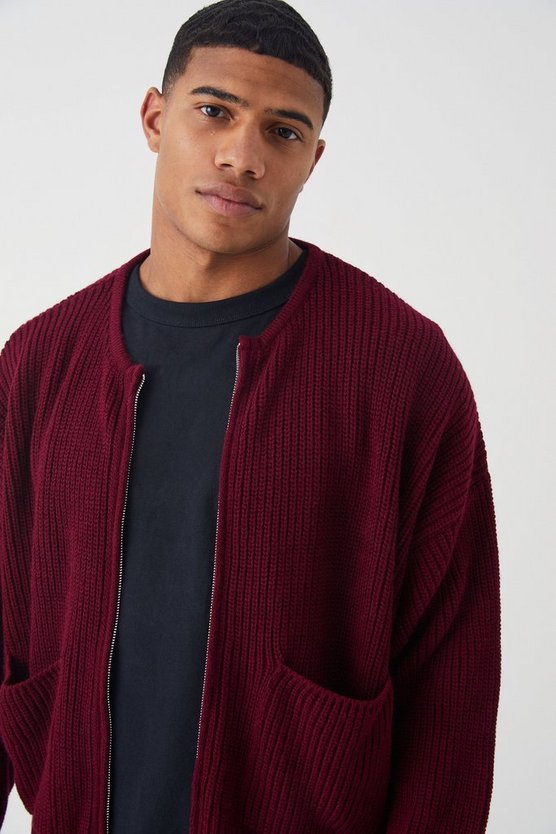 Oversize Strick-Bomberjacke