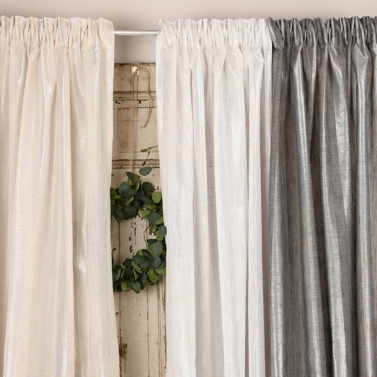 Meterware Rasch Textil Stores Shine Längsstreifen Leinenstruktur creme 300cm, halbtransparent, Kunstfaser, überbreit