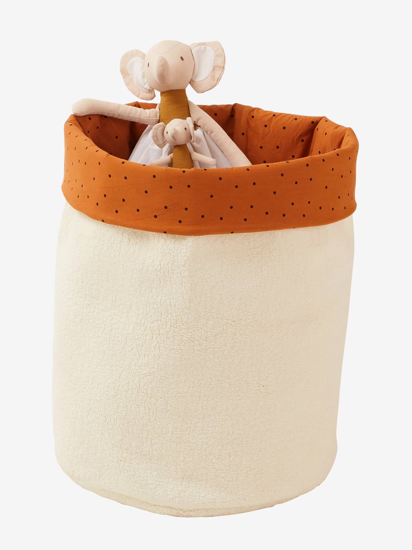 Panier XL réversible fausse fourrure bouclette blanc/caramel imprimé