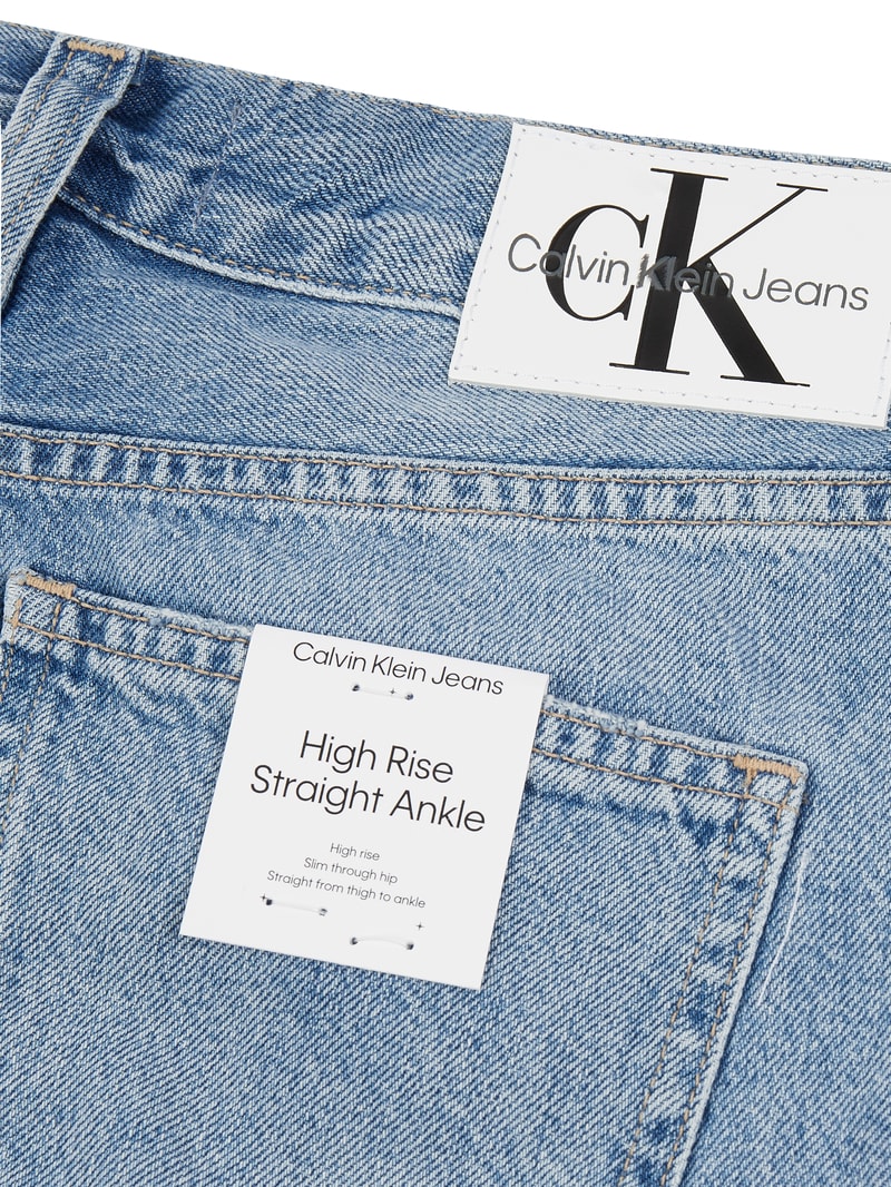 Straight Fit High Waist Jeans aus Baumwolle in jeans
