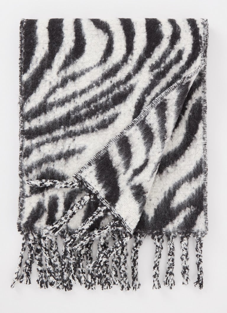 Fraas šalle no neapstrādātas vilnas maisījuma ar zebras apdruku 225 x 40 cm