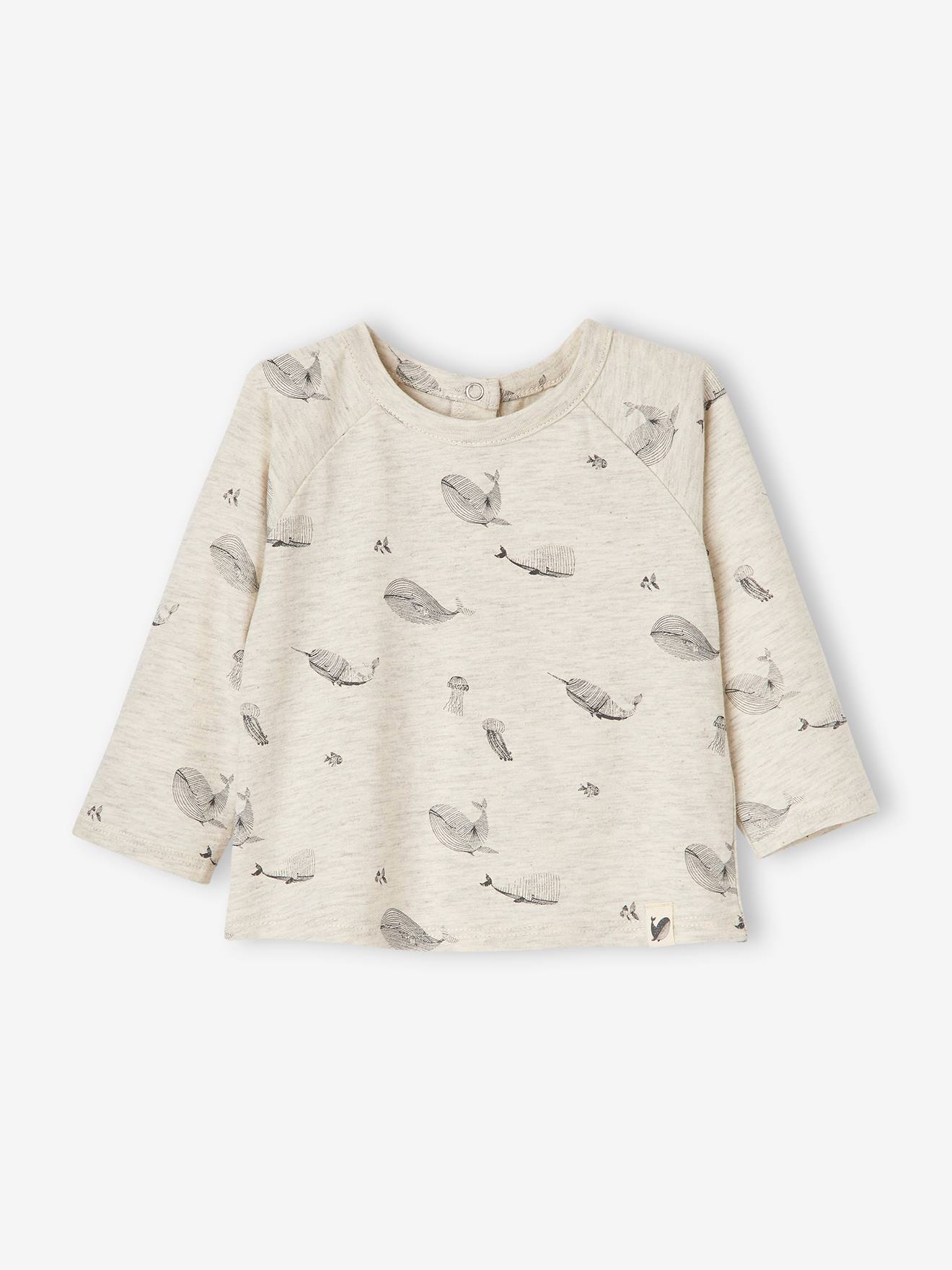 Lot de 2 T-shirts bébé manches longues beige chiné