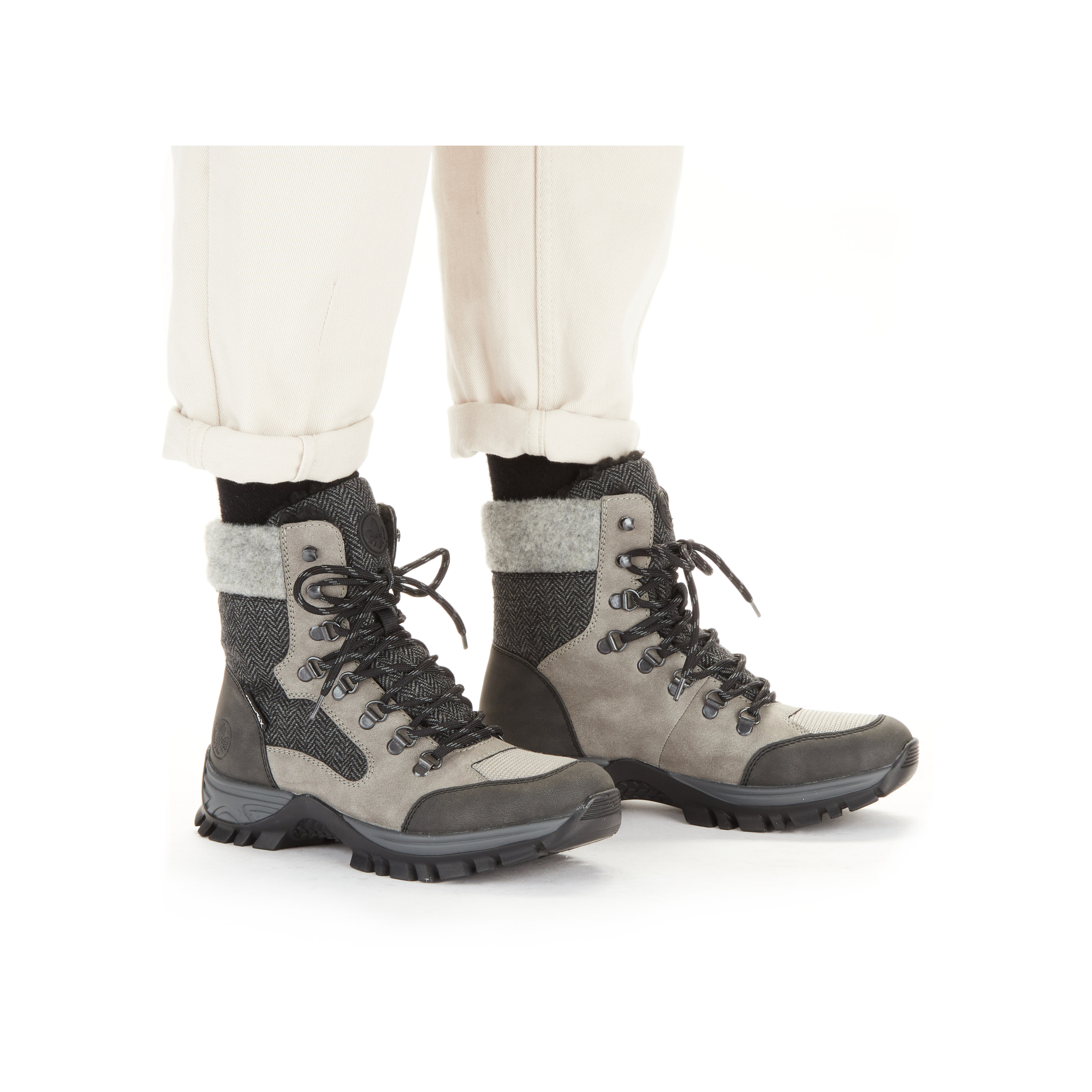 Rieker Damen Schnürstiefel silbergrau