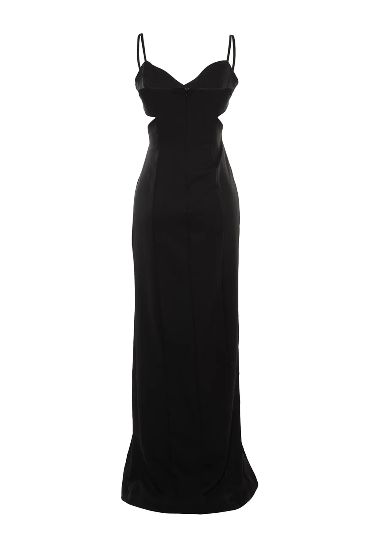 Trendyol Collection  Schwarzes langes Abendkleid mit gewebtem Fenster/Ausschnitt-Detail TPRSS19UT0124