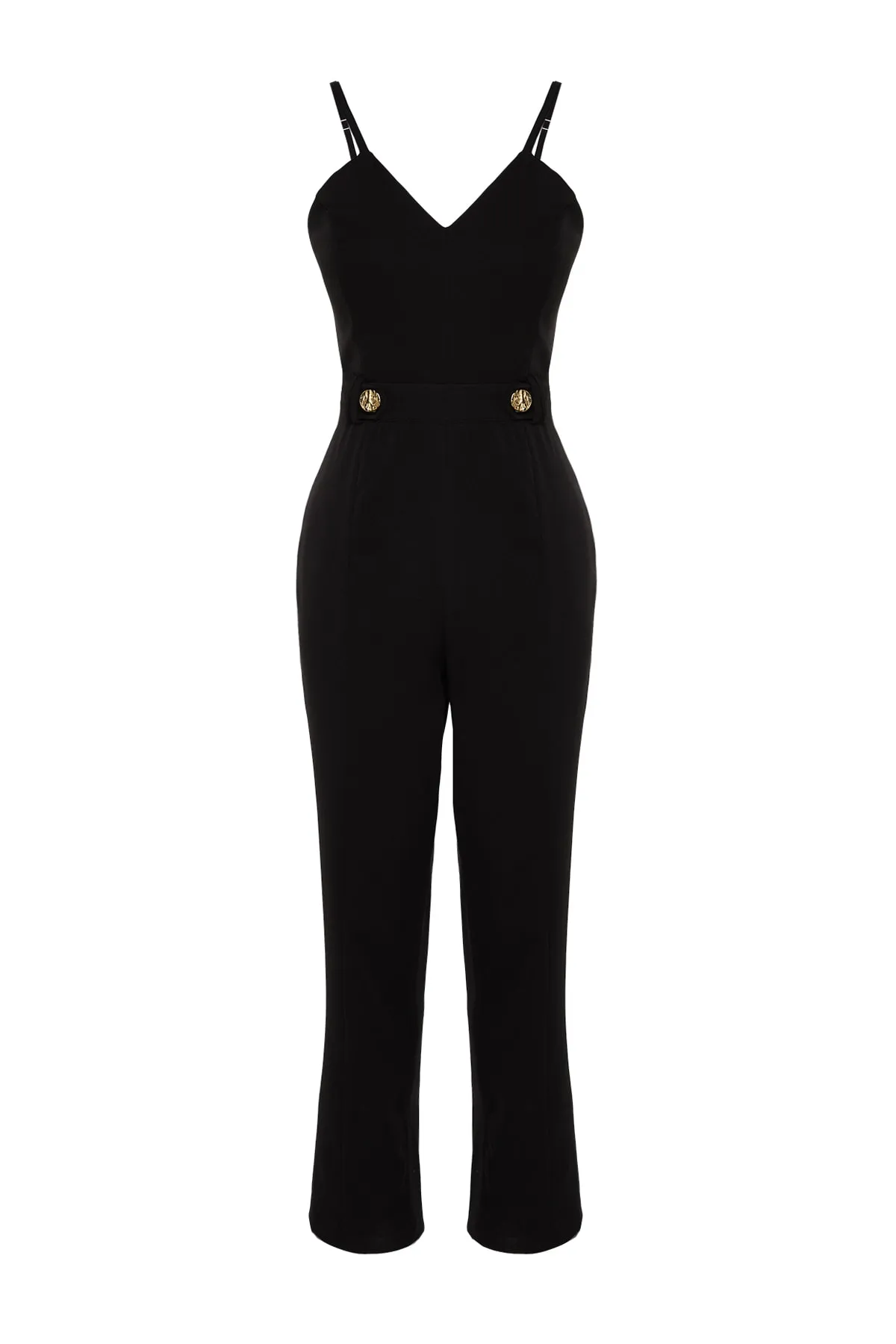 Trendyol Collection  Schwarzer Jumpsuit mit Knopfleiste TWOSS23TU00145