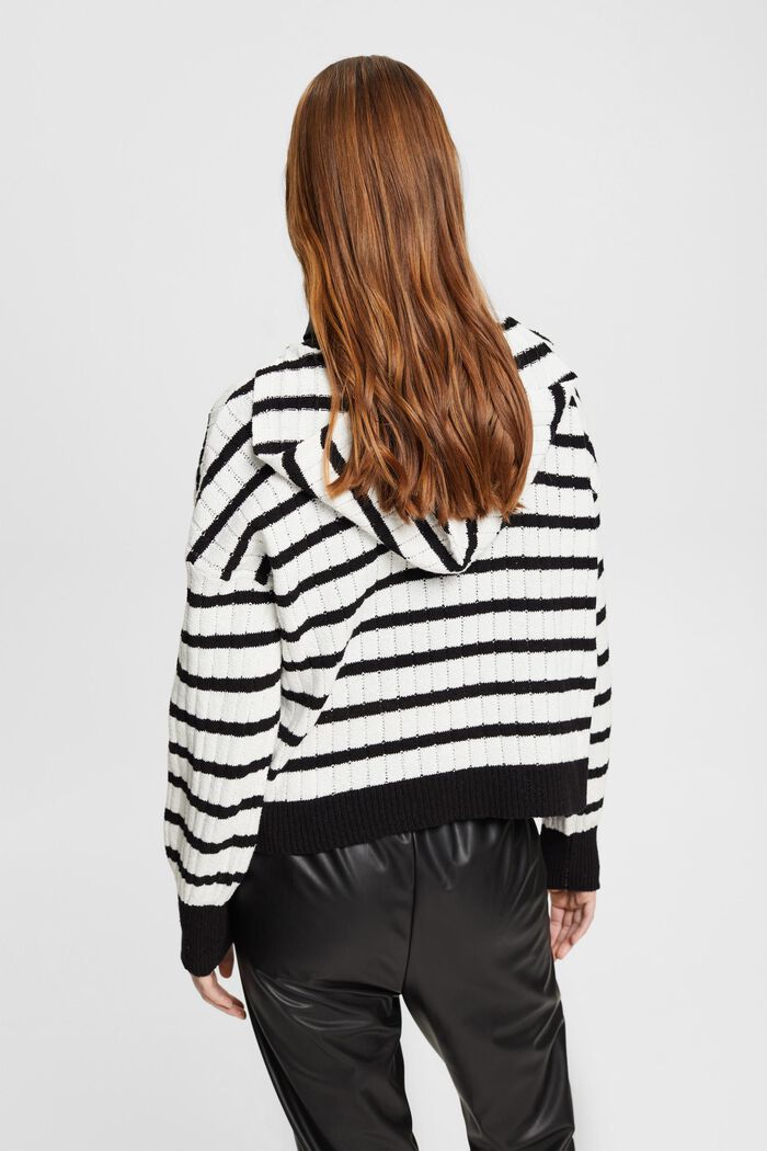 Hoodie im Streifenlook mit V-Ausschnitt