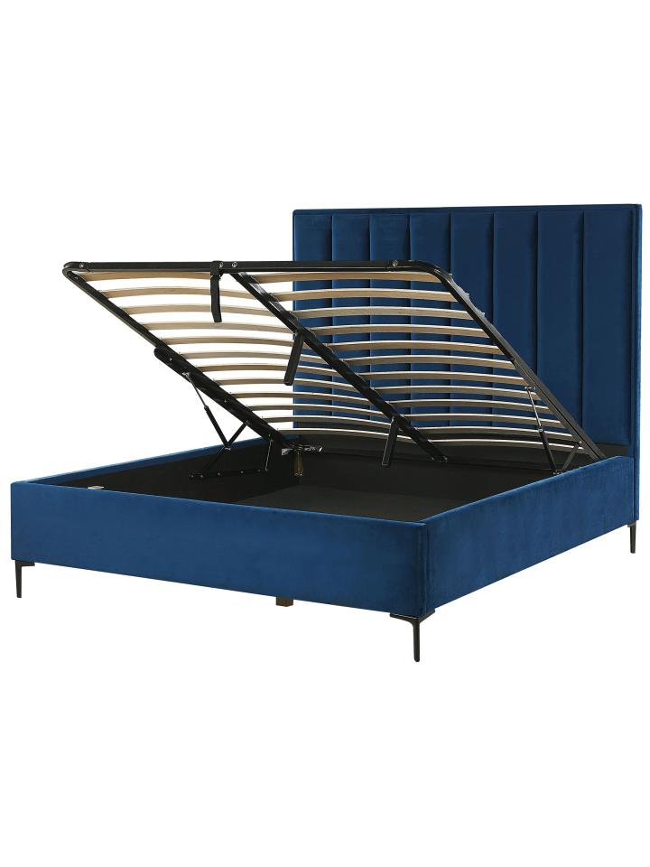 Beliani Schlafzimmer Set SEZANNE in Blau/Schwarz - (W) 150 x (H) 142 x (L) 215 cm günstig kaufen onesize