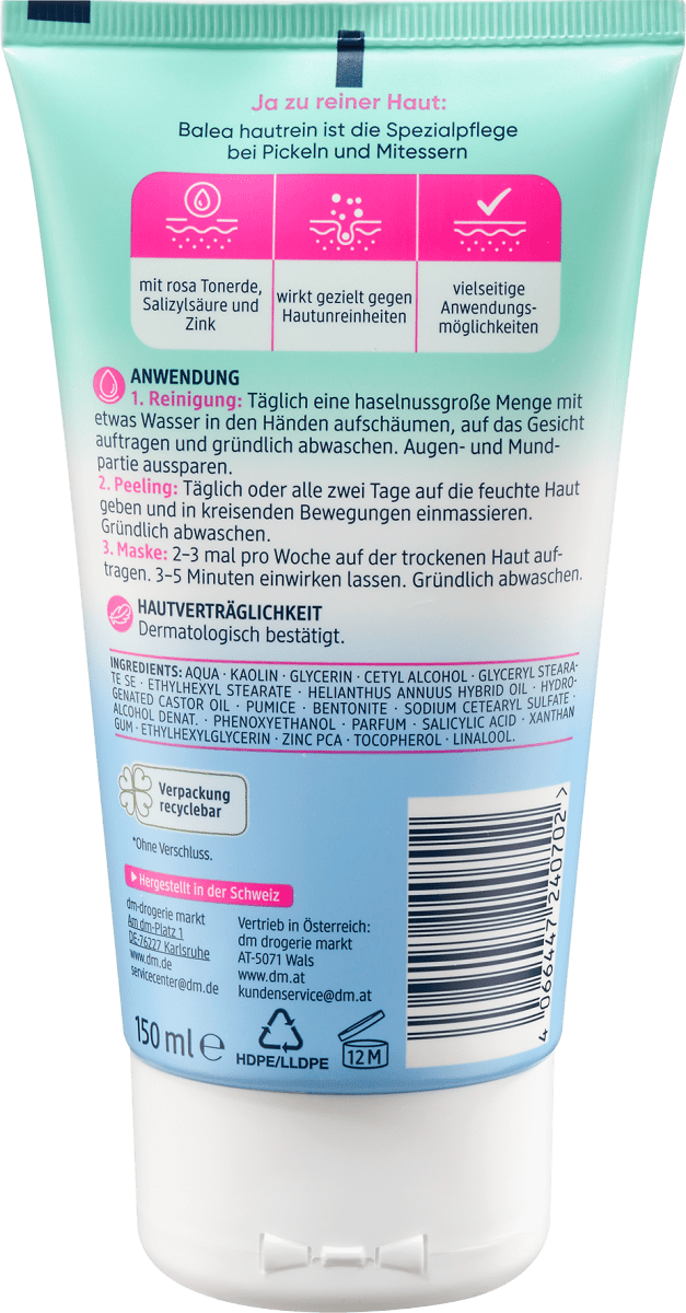 Reinigung, Peeling & Maske 3in1 hautrein, 150 ml