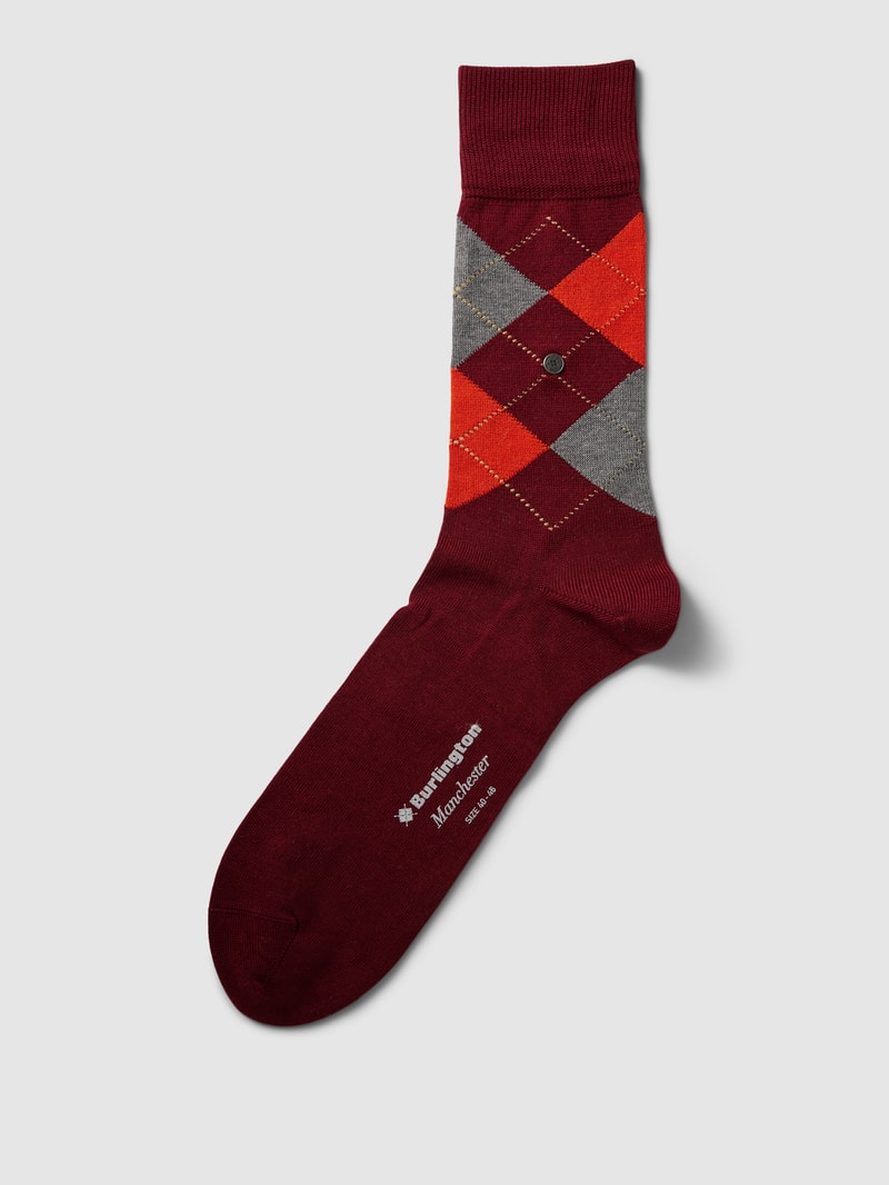 Socken mit Label-Print Modell 'MANCHESTER' in bordeaux rot
