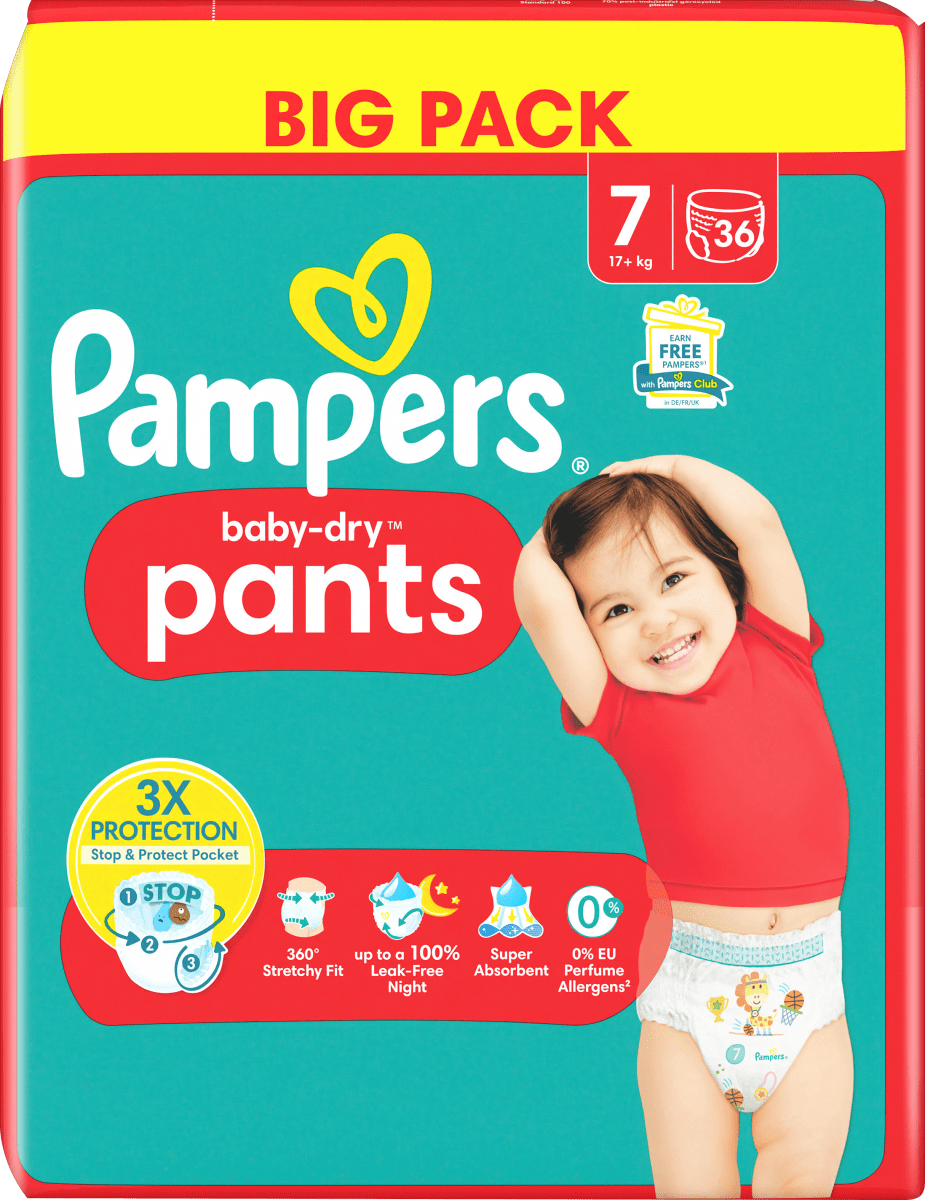Baby Pants Baby Dry Gr.7 Extra Large (17+kg), Big Pack, 36 St