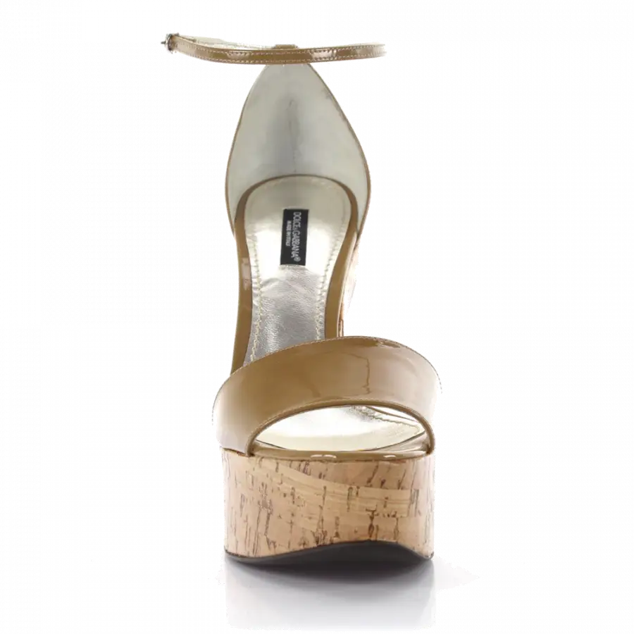 Dolce & Gabbana - Plateausandalen Kalbsleder Lackleder beige - beige