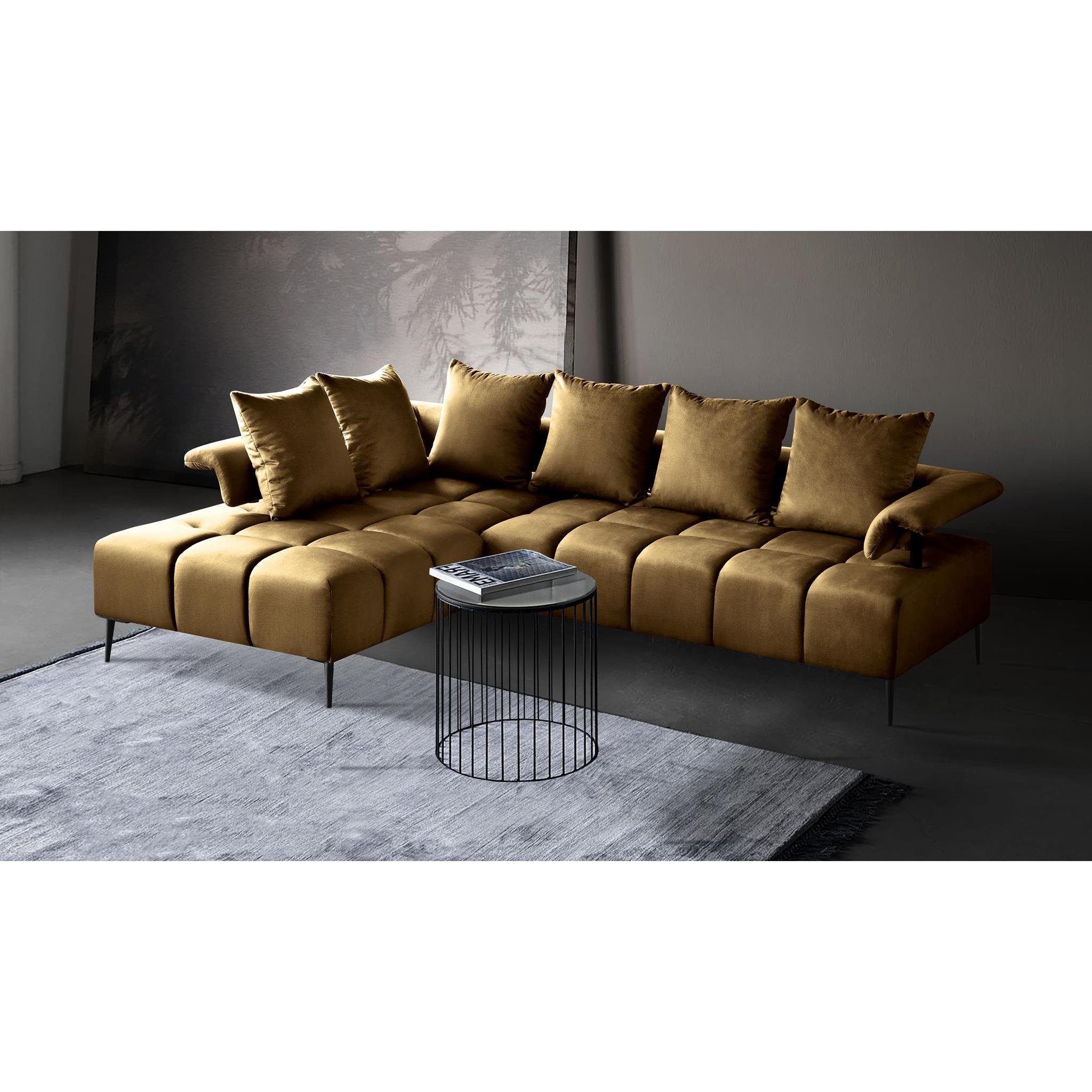 Beautysofa Ecksofa Vanessa, stilvoll Corner Sofa für Wohnzimmer, Wellenfedern, Metallbeine, 260 cm Polsterecke im modernes Design
