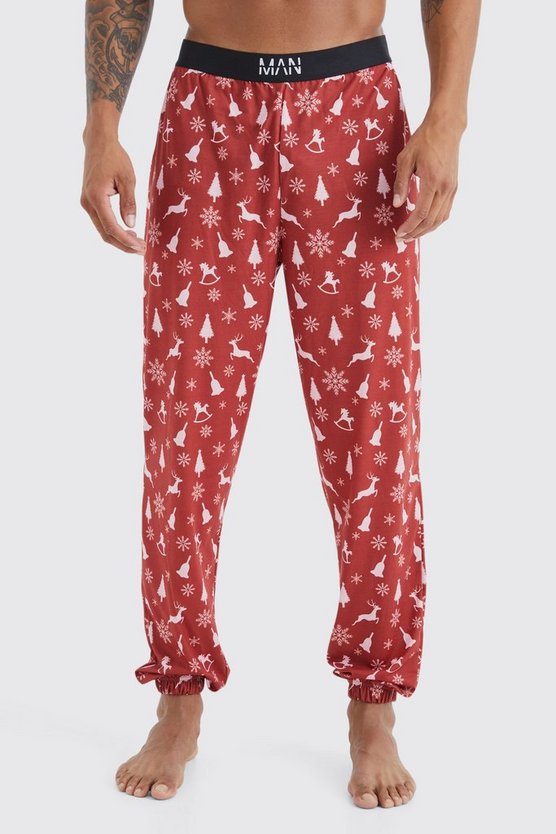 Loungewear-Hose mit Weihnachtsbaum-Print