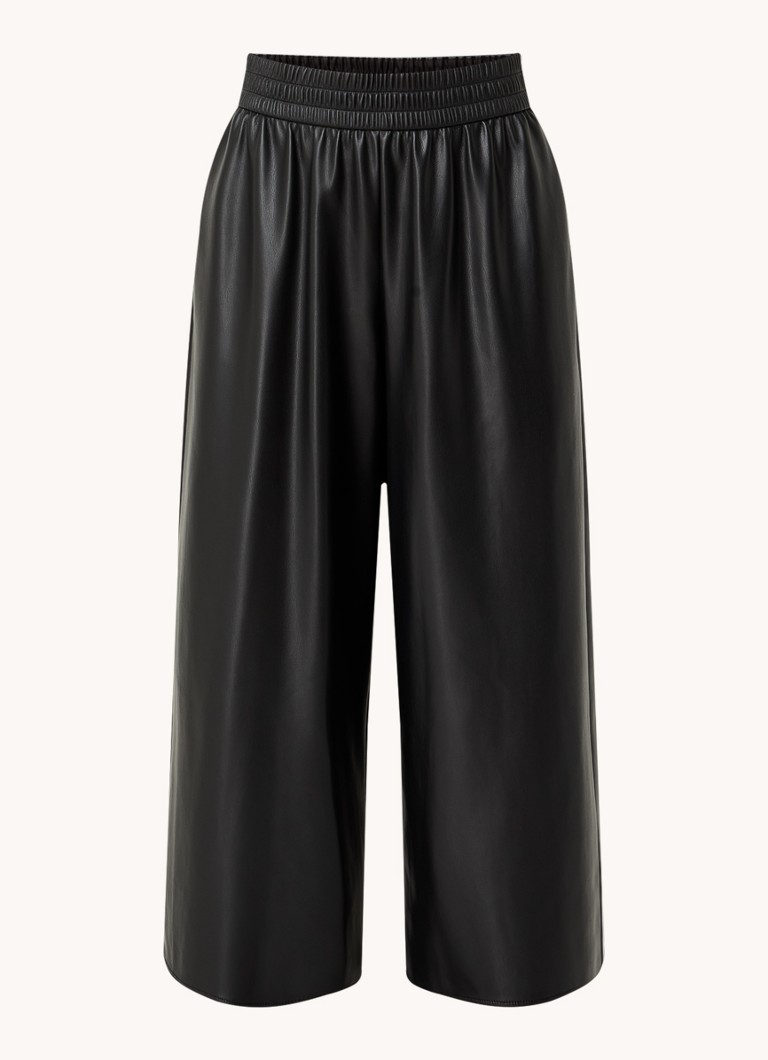 MaxMara Gennaro high waist wide fit cropped faux leather palazzo trousers with side pockets