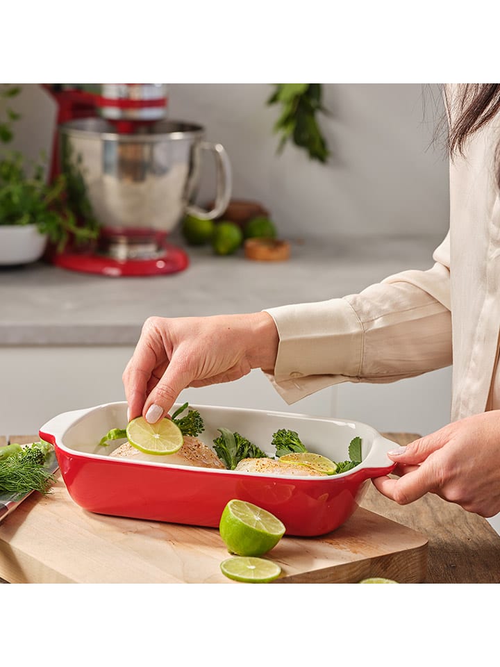 KitchenAid 2tlg. Set: Auflaufform in Rot - (B)31 x (H)18,5 x (T)6 cm günstig kaufen onesize