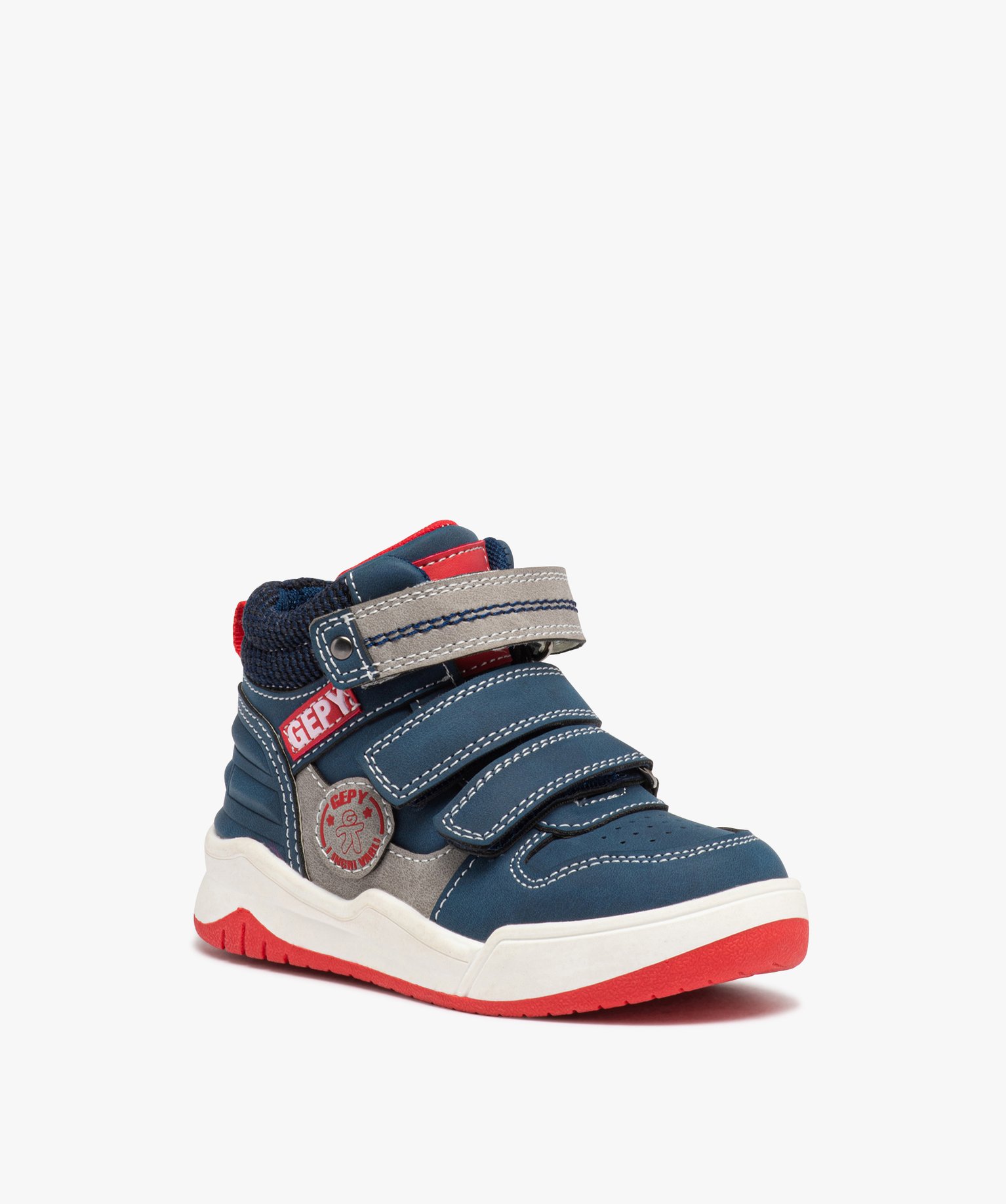 Baskets Garçon montantes triple scratch - Gepy bleu | GEMO