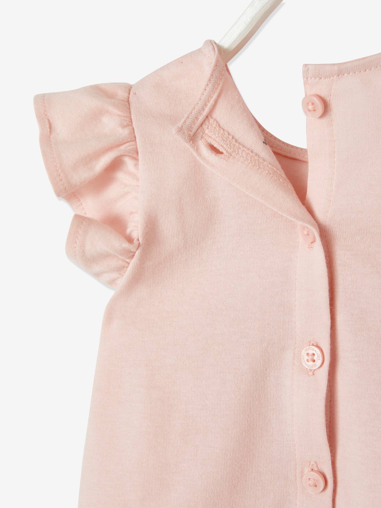 T-shirt avec fleurs en relief bébé rose grisé