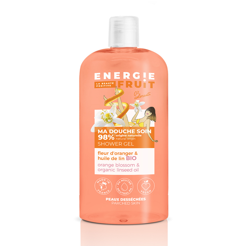 energie fruit MA DOUCHE SOIN | FLEUR D'ORANGER & HUILE DE LIN BIO Gel douche pH neutre