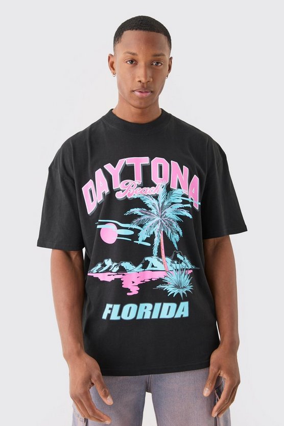 Oversize T-Shirt mit Daytona Florida Print