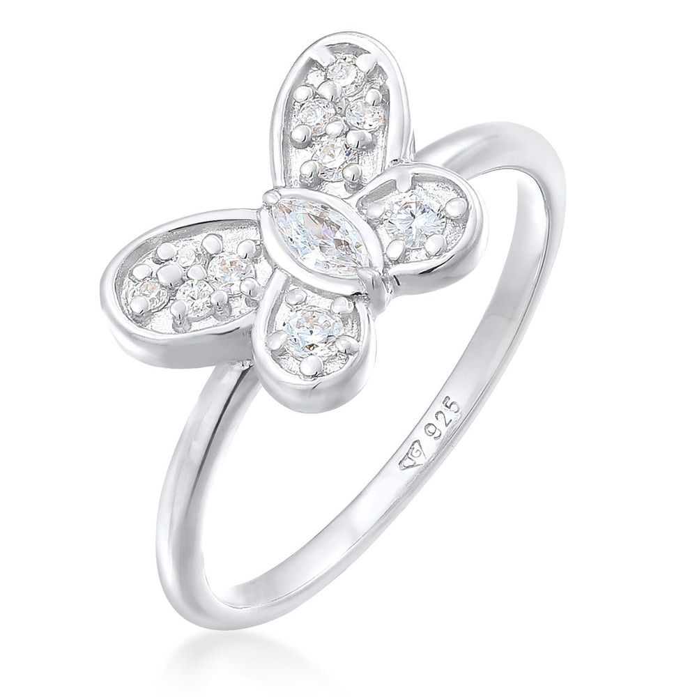 Elli Elli Bague Femmes symbole papillon étincelant avec zirconium en argent sterling 9 Bague