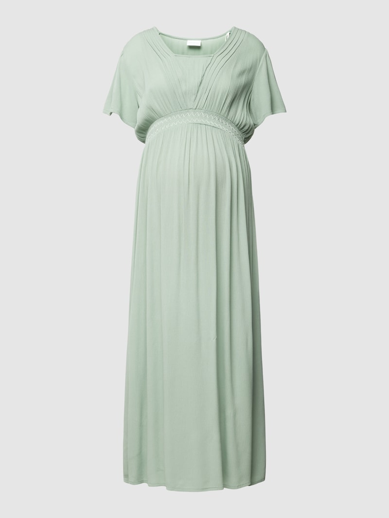 Umstands-Midikleid aus Viskose mit Ziernähten Modell 'Ikat' in mint