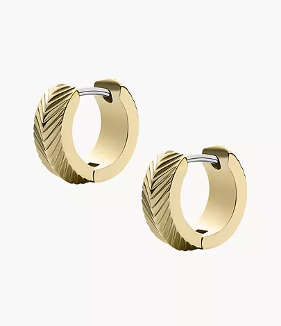 Fossil Creolen-Ohrringe Harlow Linear Texture Edelstahl goldfarben