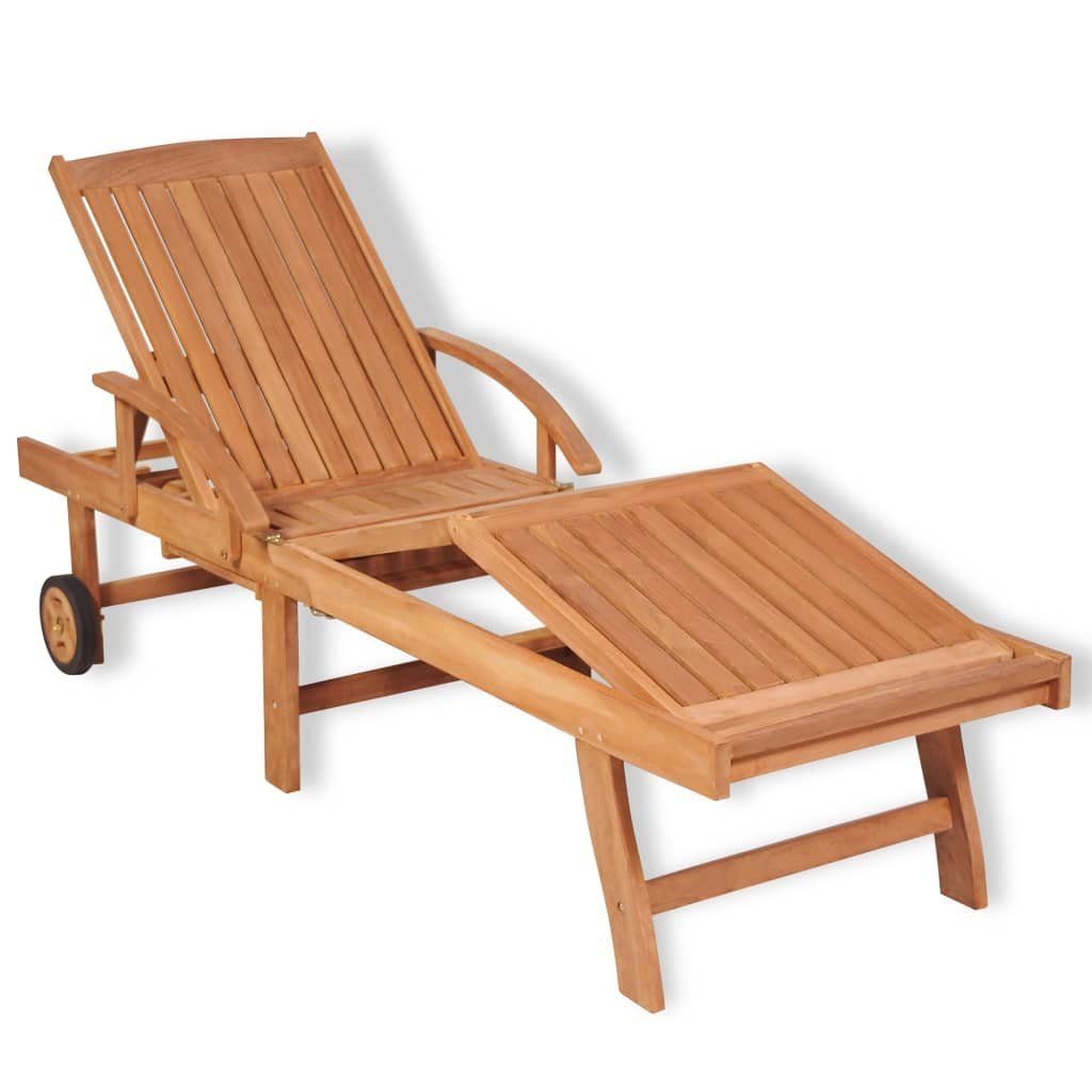 vidaXL Gartenliege Sonnenliege Massivholz Teak, 1 St.