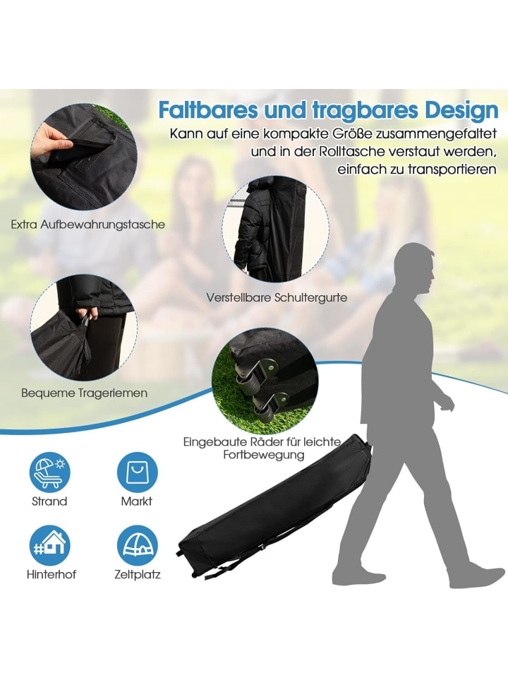 COSTWAY 3x3 m Pop Up Pavillon in Grau günstig kaufen onesize