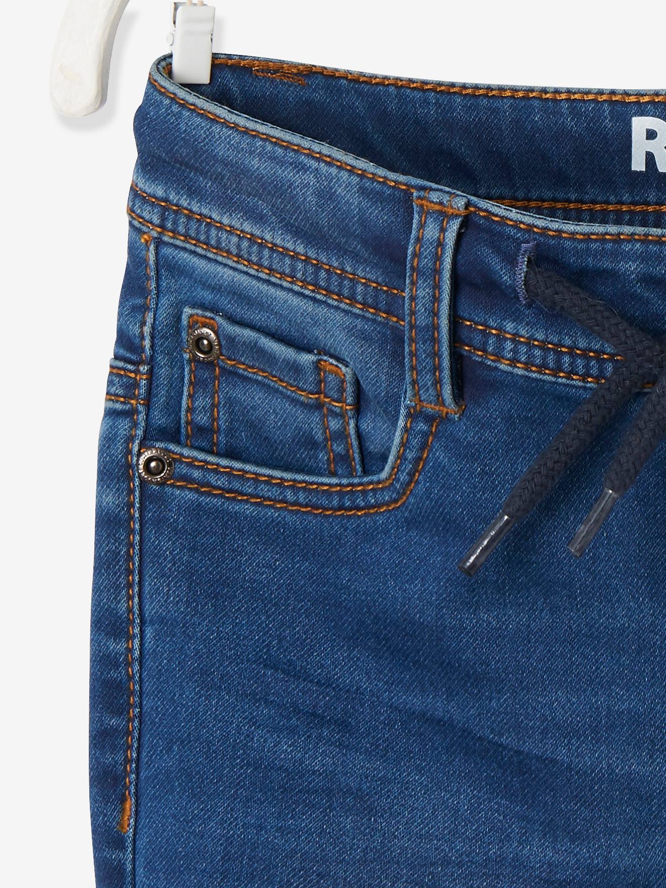 Pantalon droit confort en molleton effet denim garçon stone