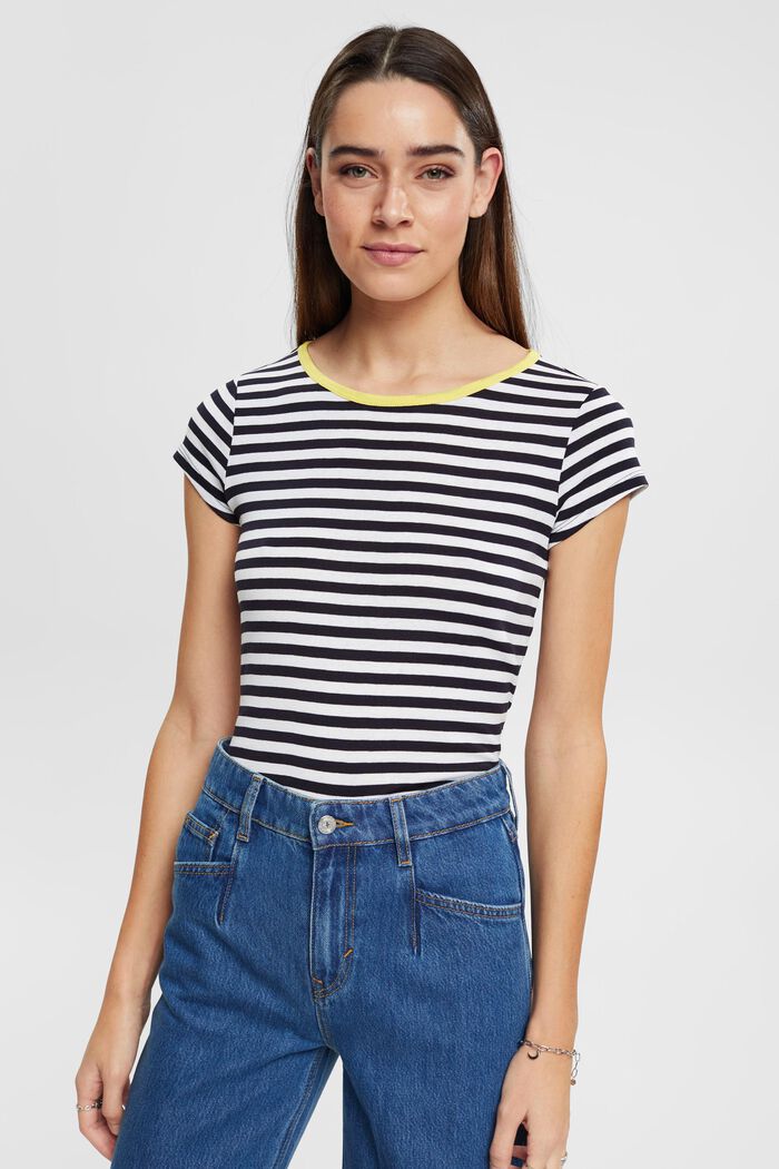 Gestreiftes T-Shirt mit Kappenärmeln