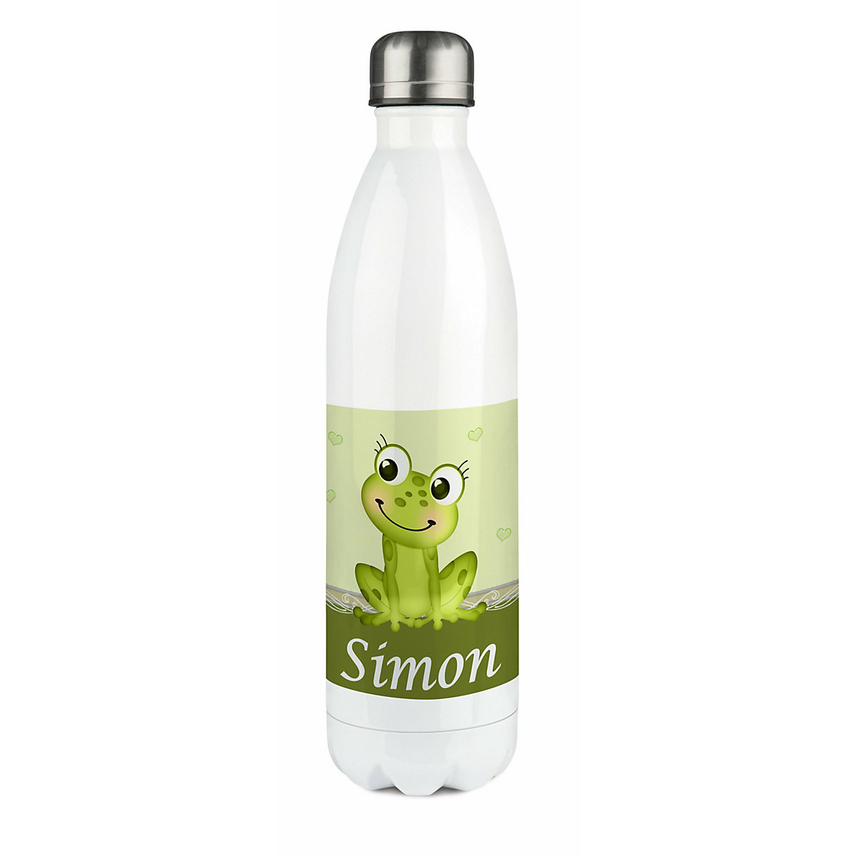 Edelstahl Kinder Thermoflasche / Trinkflasche bunt Frosch Spülmaschinenfest, Auslaufsicher, Bruchfest, Doppelwandig, Für Heißgetränke geeignet, Mit Deckel, Isoliert