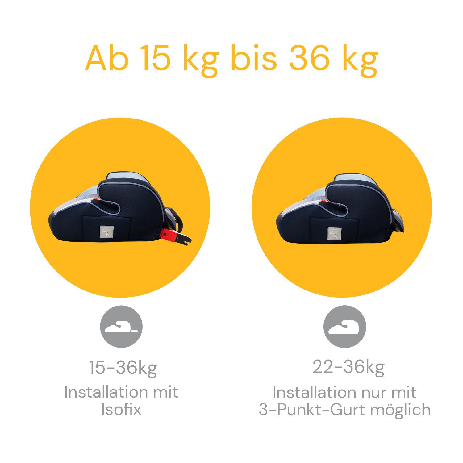 Osann Kindersitzerhöhung Junior Isofix und Gurtfix, ab: 3 Jahren, bis: 12 Jahre, ab: 15 kg, bis: 36 kg, Kindersitzerhöhung mit Isofix und Gurtfix- Gruppe 2/3