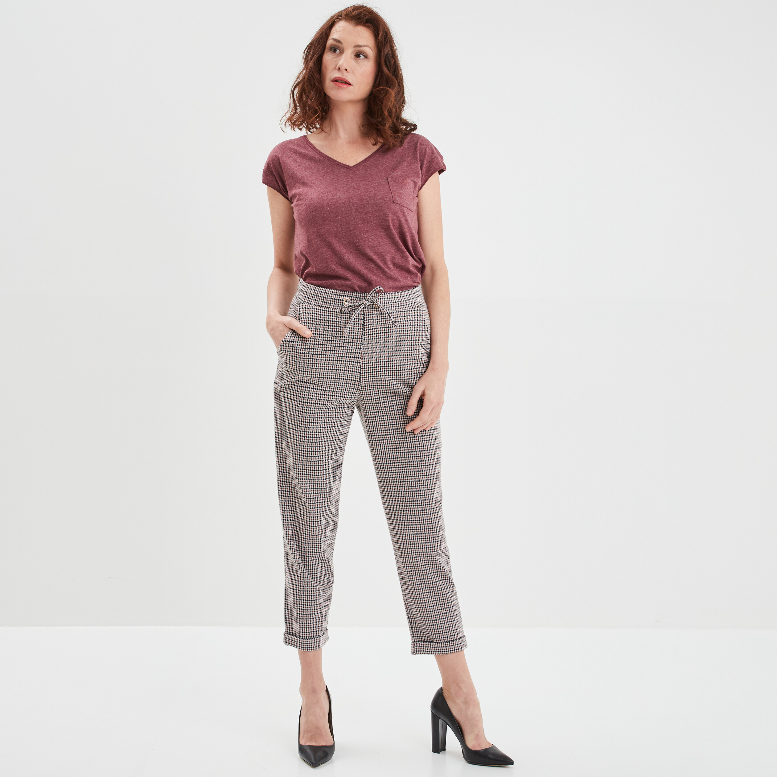 Pantalon tregging taille élastiquée ecru femme | La Halle