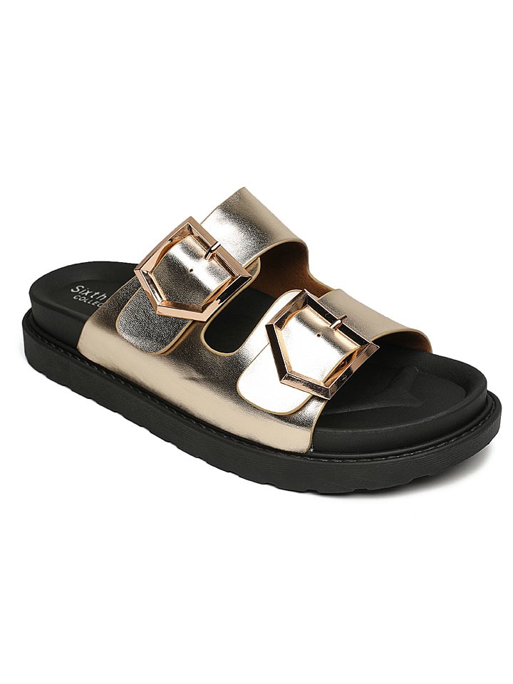 Sixth Sens Pantoletten in Gold/ Schwarz günstig kaufen