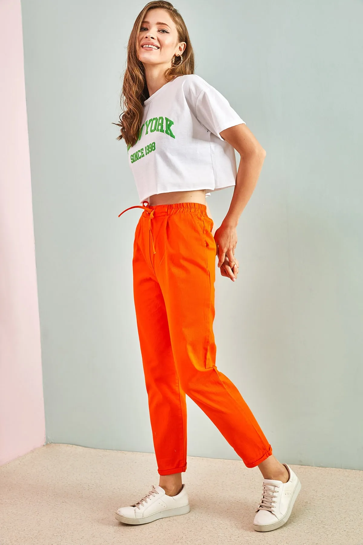 Bianco Lucci  Damen-Hose aus Gabardine mit Ösen 3929