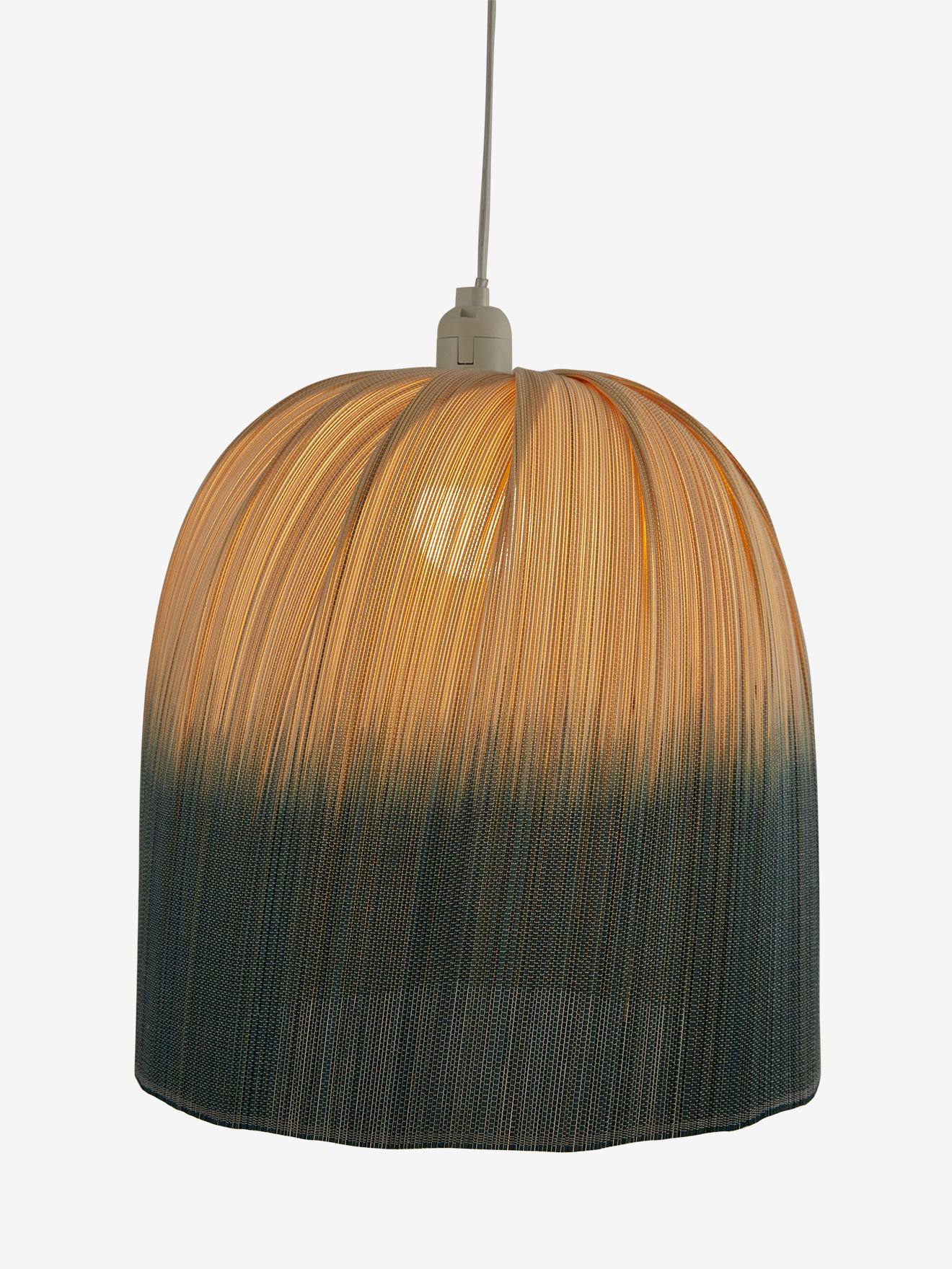 Abat-jour pour suspension en bambou Tie and Dye beige / bleu