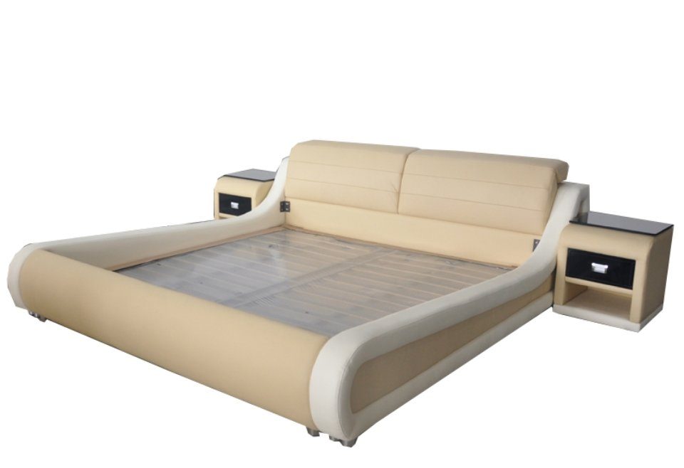 JVmoebel Bett Doppel Luxus Design Leder Bett Polster Betten Moderne Multifunktion