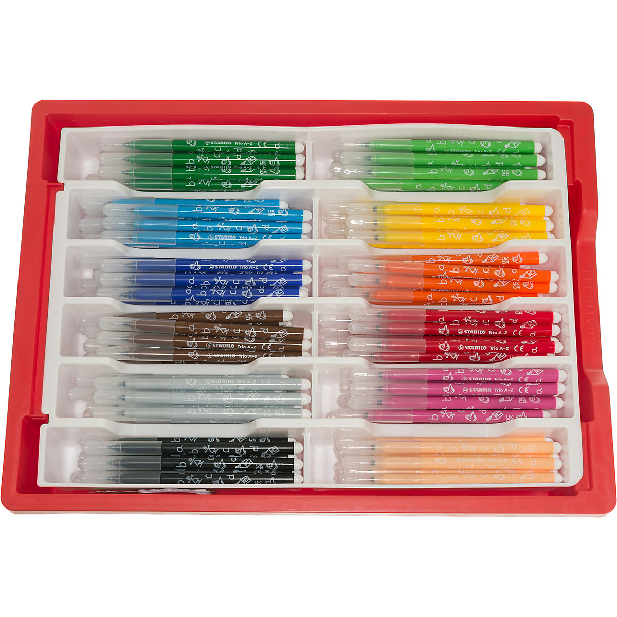 Filzstifte Trio A-Z Class Pack Mix XXL, 144 Stifte in 12 Farben in Sortierbox
