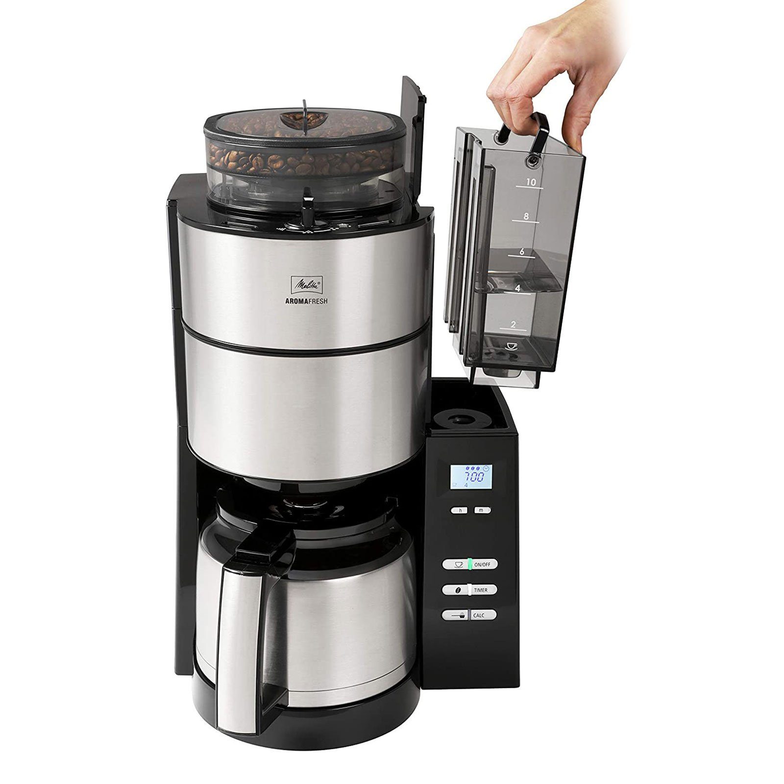 Melitta Filterkaffeemaschine 1021-12 Aroma Fresh Kaffeeautomat Thermo mit Timer und Mahlwerk