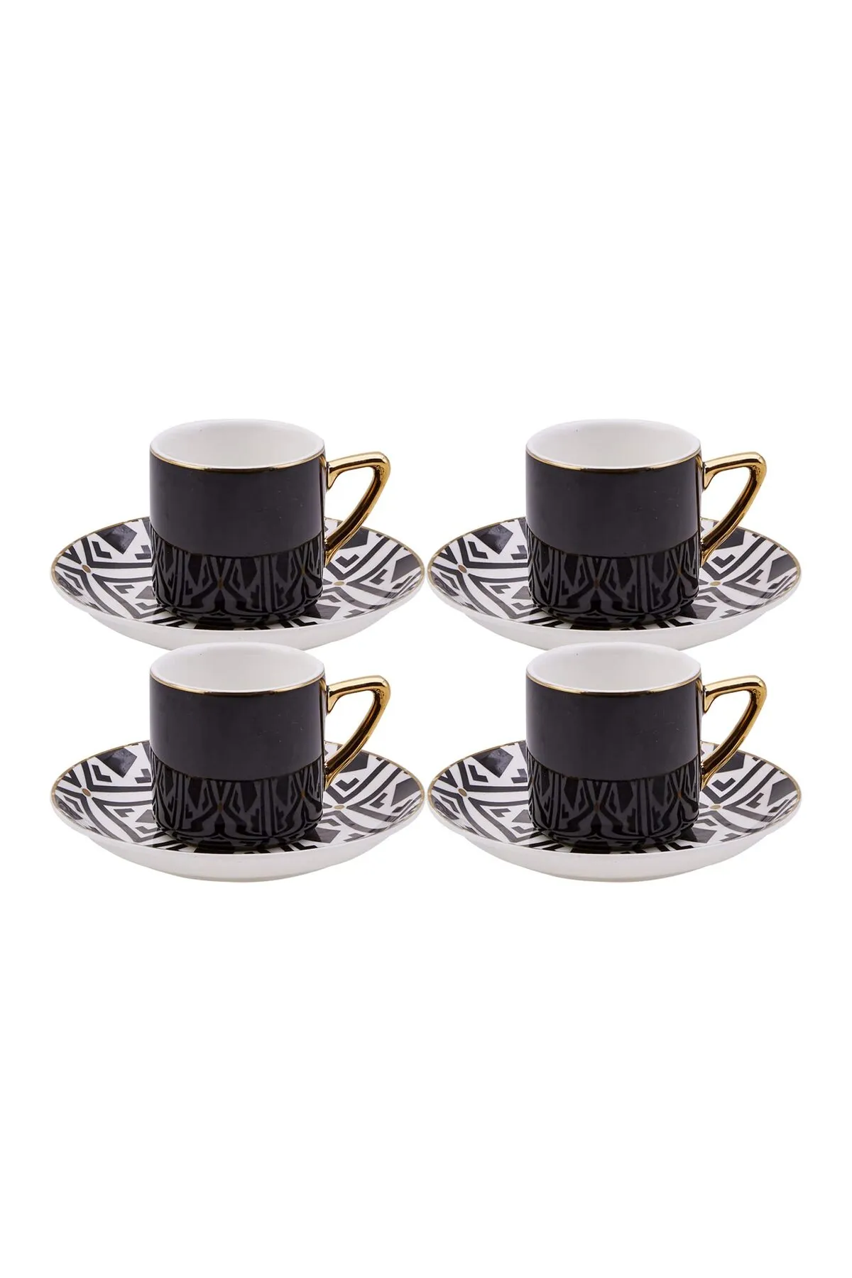 Karaca  Monochromes Kaffeeservice für 4 Personen, 4x Espressotassen und 4x Untertassen, Espressotassen